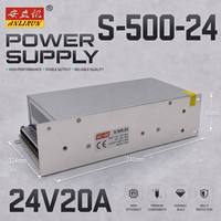 Großhandel Schaltnetzteil 24V20A S-500-24 Aluminiumgehäuse Hohe Effizienz für CCTV-Sicherheitsüberwachung & LED-Streifen