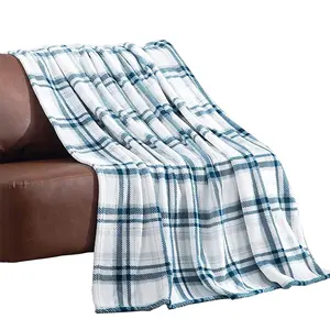 Super soft wholesale cheap custom plaid print flannel fleece throw blankets