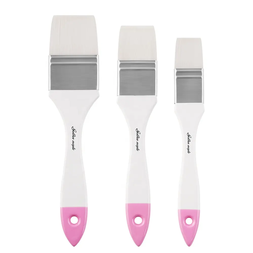 High Quality Custom Logo 1inch 1.5 inch 2 inch Artist Painting Brushes Set with Wooden Handle Pink Tail Big Flat Paint Brush