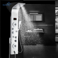 Robinet de bain-douche LED panneau de douche, mitigeur de bain-douche à affichage numérique en acier inoxydable, tour de douche