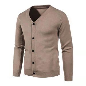 Colección Otoño Invierno ODM, Cárdigan de Lana Casual para Hombre, Talla Grande, Cuello en V, Color Sólido, Abrigo Ajustado con Botones Bordados - Product Image 5