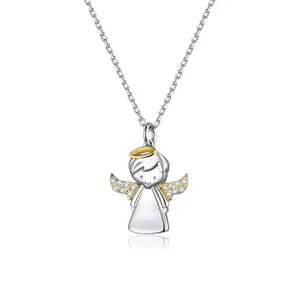 Nuevo collar con colgante de ala de alas de Ángel lindo de Plata de Ley 925 para mujer