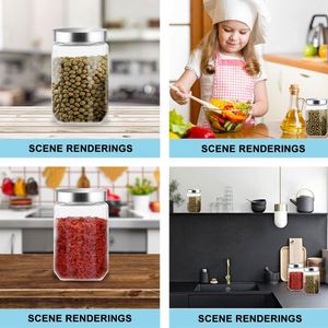 Country Style <b>Kitchen</b> <b>Storage</b> Square Sealed Glass <b>Jar</b> Coffee Bean <b>Storage</b> <b>Jar</b> with Glass Airtight Lid - Product Image 3