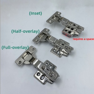 Charnières modernes en acier inoxydable à fermeture amortie pour armoires de cuisine, placards de chambre, salons, bureaux à domicile, portes à coupelle peu profonde de 8 mm - Product Image 1