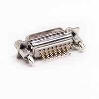 Connecteur DB15 D-sub 15 broches, contacts usinés et estampés, pas de 2,77 mm, prise de carte PCB à angle droit avec coupelle à souder