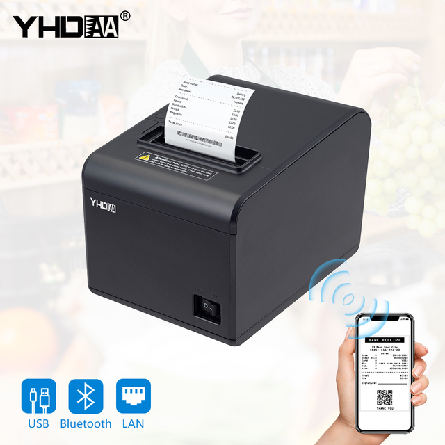 80mm Thermal Receipt Printer with 203DPI USB LAN BT Optional Auto Cutter for POS System and Cash Drawer in Stock