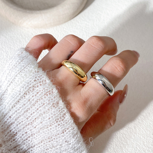 Modern Geometric 18K Gold Plated Plain Band <b>Chunky</b> Wave <b>Rings</b> Unisex Daily Wear Jewelry - Product Image 5