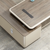 Bureau de direction ergonomique moderne en bois extensible avec meuble de rangement et table d'appoint, rangement personnalisable, design écologique pour grands espaces