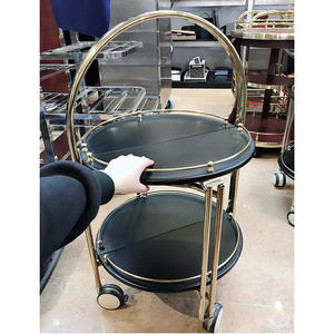 รถเข็นสแตนเลสแบบพกพาพับได้สองชั้นสำหรับโรงแรมร้านอาหาร - Product Image 6