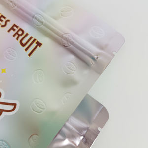 Sacs façonnés recyclés personnalisés sacs découpés à l'emporte-pièce avec couvercle en mylar anti-odeur pochette d'emballage en feuille de forme irrégulière holographique - Product Image 5