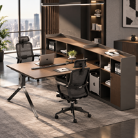 Poste de travail de bureau en forme de L avec armoire latérale, poste de travail modulaire moderne pour bureau de direction