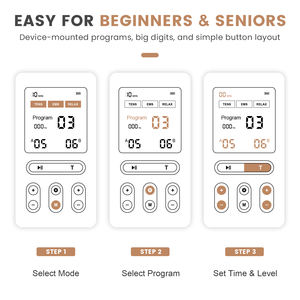 Machine de massage de fitness Tens Ems à stimulation musculaire à double canal personnalisée, 60 modes, 20 intensités, soulagement de la douleur - Product Image 4