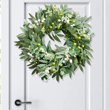 Guirlande de Noël en gros, 50 cm, simulation de feuilles d'olivier et baies, pour porte d'entrée, décorations d'intérieur, printemps-été - Product Image 2