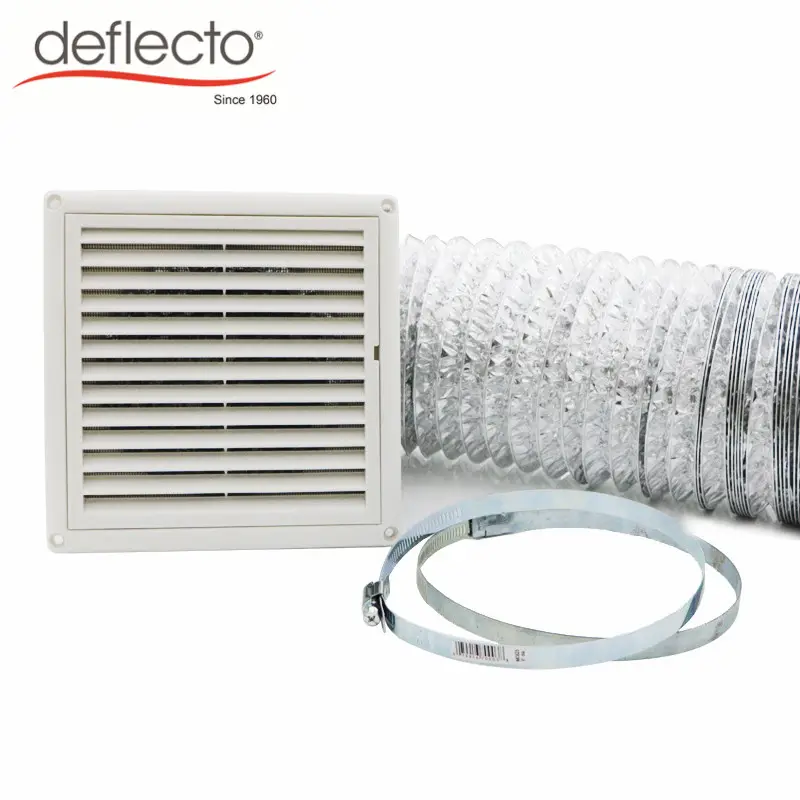 Groothandel Deflecto 4 Inch Droger Ventilatie Kit, Plastic Lamellen Rooster Ventilatiekap, Dubbel Aluminium Flex Kanaal En Slangklemmen