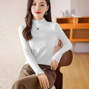 Women's Long Sleeve Turtleneck <b>Top</b> Mustard Yellow Soft Viscose Knit Base <b>Layer</b> Autumn Winter Inner Wear - Product Image 2