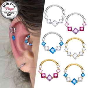 Orecchini Freya in Titanio ASTM F136 con Zirconi per Cartilagine, Anelli Daith <span class=keywords><strong>Helix</strong></span>, Orecchini a Cerchio alla Moda, Anelli per Naso, Clicker per Septum, Gioielli per Piercing Corporeo - Product Image 1