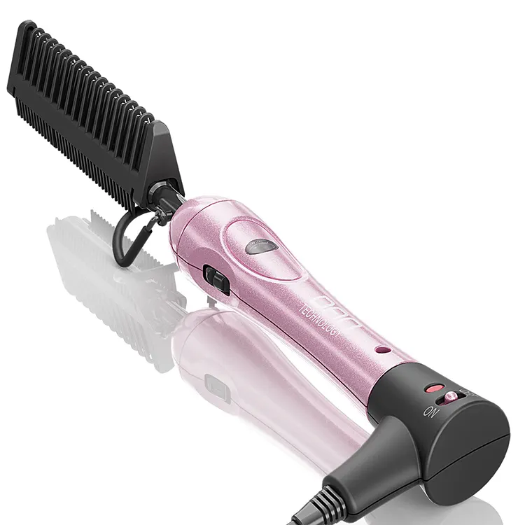 थोक कस्टम लोगो गुलाबी Straightener कंघी इलेक्ट्रॉनिक लोहे बाल ब्रश 500 डिग्री बिजली के गर्म कंघी