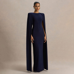 Robe longue col rond LM R642 avec manches cape spectaculaires, taille naturelle écologique – Parfaite pour le quotidien - Product Image 5