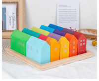 Jeu d'empilage arc-en-ciel coloré Beech House Forest, ensemble de blocs en bois pour l'éducation précoce, jouet pour bébé JINRAY JR-B29