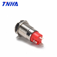 TH12B-P10ZDY IP65 DC 12V-36V 12mm étanche plat Led bouton poussoir en métal illuminé interrupteur à bouton-poussoir à verrouillage avec lumière