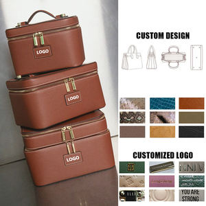 ズボンMaquillage Saffianoテクスチャ化粧バッグ旅行トイレタリーオーガナイザー防水ジッパー大容量メイクポーチ - Product Image 1