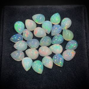 Opale éthiopienne blanche naturelle, taille poire, cabochon, pierre précieuse non montée pour la création de bijoux, opalescente polie, 7x9mm - Product Image 3