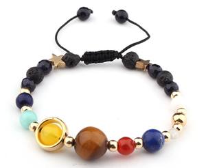 Bracelet <span class=keywords><strong>de</strong></span> perles en pierre naturelle, pour hommes et femmes, galaxie, <span class=keywords><strong>les</strong></span> 8 planètes du système solaire, étoile <span class=keywords><strong>de</strong></span> protection - Product Image 2