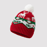 Bonnet en tricot pompon de Noël, motif jacquard Père Noël, renne, flocon de neige, en acrylique, chaud pour l'hiver, pour adultes et enfants, idéal pour les fêtes de Noël