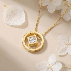 Collier géométrique de luxe en <span class=keywords><strong>argent</strong></span> sterling 925 plaqué or jaune pour femme - Product Image 3