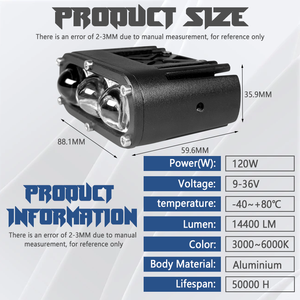 ไฟ LED ขับ U22 9-60V DC 120วัตต์ไฟส่องสว่างรถยนต์พร้อมคนขับ3000K/6000K สามสีสำหรับรถกระบะไฟ LED - Product Image 2