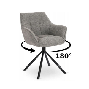 <span class=keywords><strong>Chaise</strong></span> de salle à manger pivotante moderne à 180 degrés, fauteuil en tissu bouclé capitonné, pieds en métal <span class=keywords><strong>noir</strong></span>, <span class=keywords><strong>chaise</strong></span> d'appoint - Product Image 5
