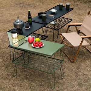 Étagères portables en acier allié robuste, meubles d'extérieur, ensemble de table et de chaises de pique-nique pour le camping et la cuisine, étagères de rangement - Product Image 2