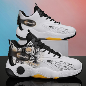Chaussures de basket Warrior blanches et jaunes pour hommes, baskets d'extérieur avec semelle intermédiaire en EVA et semelle extérieure en caoutchouc, toutes saisons - Product Image 4