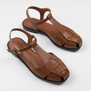 Sandali piatti <span class=keywords><strong>da</strong></span> <span class=keywords><strong>donna</strong></span> in tinta unita, stile Baotou, modello romano per l'estate. - Product Image 3