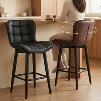 Tabourets de bar pivotants à 360° en fer forgé et cuir, style nordique moderne de luxe, montage facile pour bar à domicile, comptoir, îlot ou réception