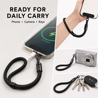 Dragonne de téléphone tressée personnalisée de 8 mm, réglable, anti-chute, avec mousqueton autobloquant, OEM ODM