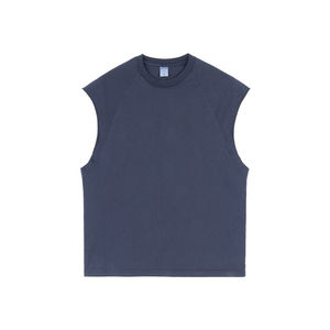 Camiseta sin mangas de ganchillo de seda/algodón informal para hombre, chaleco lavado de 300g para Fitness, gimnasio, culturismo, entrenamientos, actividades al aire libre - Product Image 3