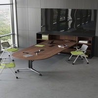 Table de conférence convertible rectangulaire Mekia en bois massif moderne, réglable et écologique pour bureau commercial/conférence