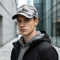 Casquette de baseball déstructurée 6 panneaux en sergé de coton, camouflage délavé personnalisé, pour la chasse au canard, aux oiseaux aquatiques et au tir à l'arc, avec logo