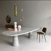 Table à manger rectangulaire en marbre de conception de luxe, ensemble de Table à manger en marbre de forme ronde pour salle à manger 2022