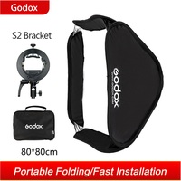 Godox 80x80cm SoftBox Lipat untuk Speedlite Flash dengan Bracket Tipe-S S2, Cocok untuk Godox V1 V860II AD200 AD400PRO TT600 TT685