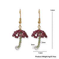 Boucles d'oreilles pendantes faites à la main en perles de méduse avec pierres de guérison, thème créatures marines, cadeaux, breloque parapluie champignon