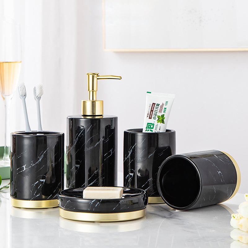 Marble CERAMIC Bathroom Accessories SET BATH Soap Dish Dispenser CERAMIC BATH SET