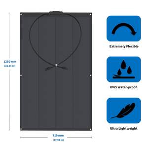 Panneau solaire mince flexible à haute efficacité, personnalisé, 100W 200W 300W, panneaux solaires monocristallins, 12V 24V, MPPT, solaire marin, voiture - Product Image 5