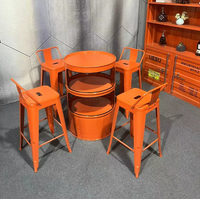 Table et chaise hautes de style industriel en fer, design baril à huile, pour stand autoportant, salon de thé, café, espace de repos extérieur, usage commercial