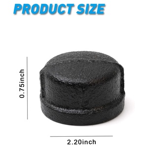 Black Pipe Cap Home Schwarz Temperguss-Rohr kappen für Steam-Punk Vintage Regal halterung DIY Sanitär rohr verschraubung - Product Image 2