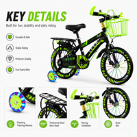 Vélo pour enfants avec roues d'apprentissage LED, panier et porte-bagages arrière, 12, 14, 16 pouces, pour garçons et filles, vente en gros usine