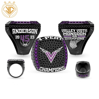 Anillo Conmemorativo de Aleación de Cristal Personalizado con Marca de Equipo, Datos del Competidor, Coleccionable Deportivo, Hecho a Medida, para Ganadores de Torneos