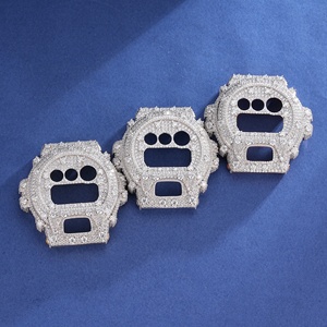 Insert de lunette de montre personnalisé <span class=keywords><strong>G</strong></span> <span class=keywords><strong>Shock</strong></span>, lunette Mossainette GW6900 plaquée or blanc, pierre ronde VVS Moissanite, lunette sertie de pierres - Product Image 4