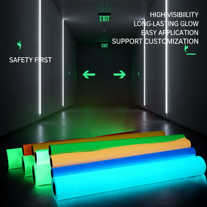 8 saat yazdırılabilir PVC kendinden yapışkanlı <span class=keywords><strong>glow</strong></span>-in-the-koyu PET Film Photoluminescent gece <span class=keywords><strong>Glow</strong></span> vinil rulo aydınlık yansıtıcı - Product Image 1